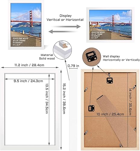 Vista 103 de Marco de fotos de madera de 9 x 9 pulgadas para colgar en la pared o en la mesa, marcos de fotos cuadrados con 1 paspartú de 7 x 7 pulgadas