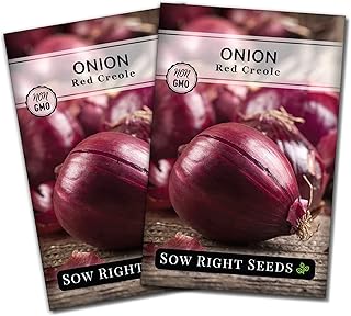 Sow Right Seeds - Red Creole Onion Seeds for Planting - Non-GMO Heirloom Packet with Instructions to Plant a Home Vegetable Garden - Grow Classic Purple Onions, Essential for Cooking (2)