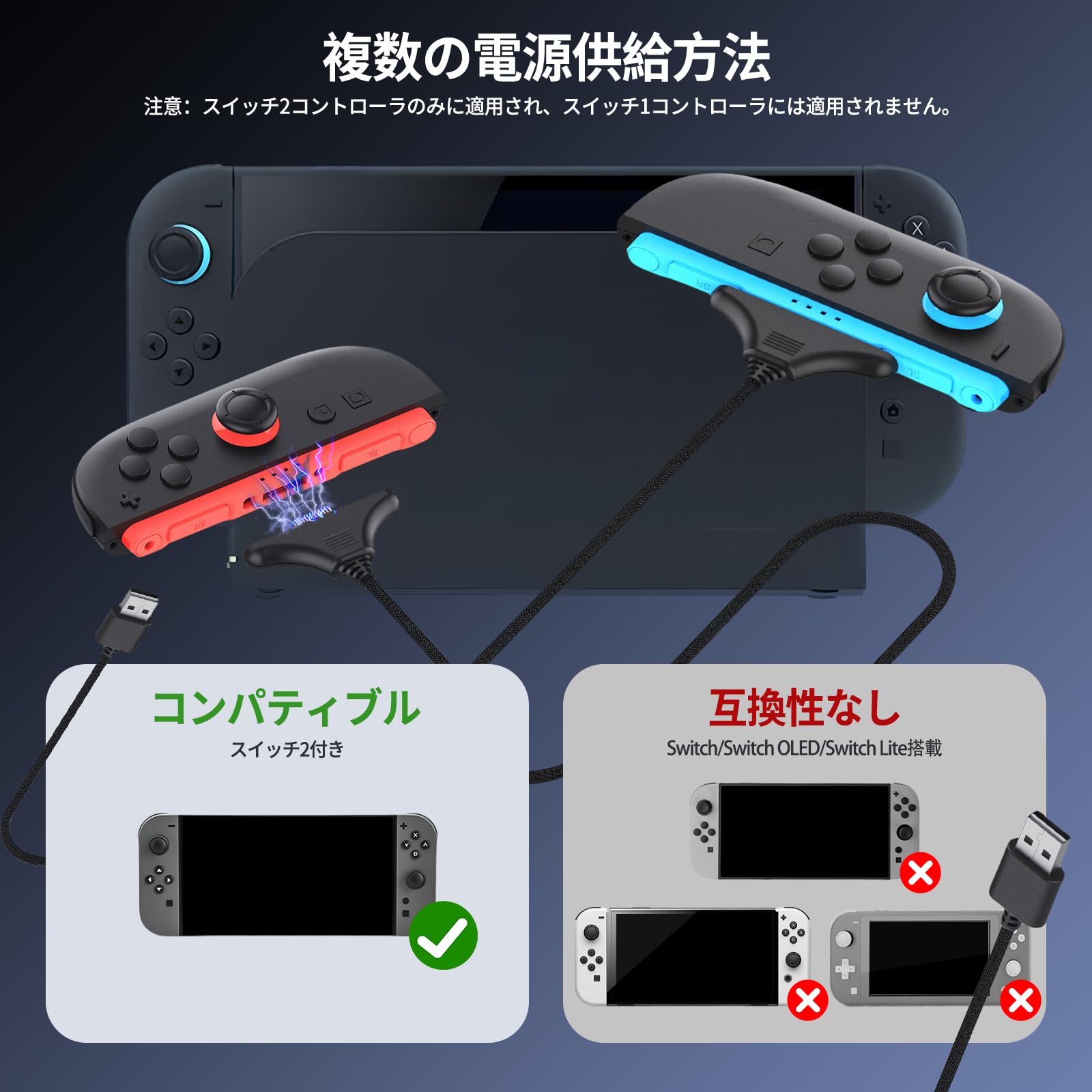 Nintendo Switch 本体 + ゲーム2本 + 充電器・ケーブル Nintendo Switch 本体 + ゲーム2本 + 充電器・ケーブル USB充電