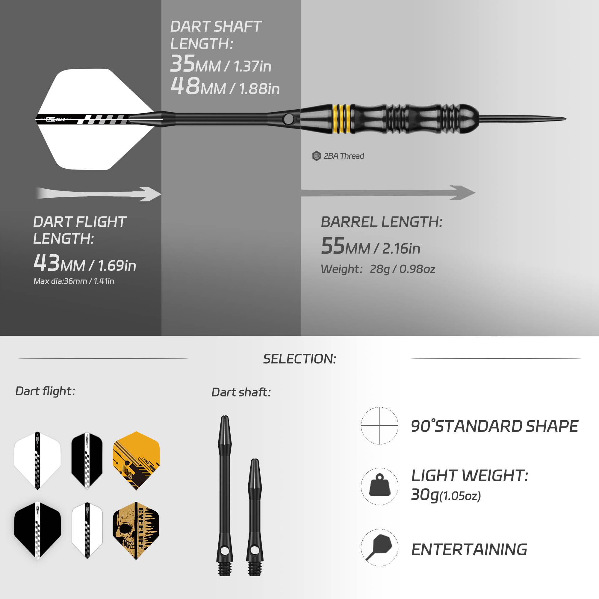 CyeeLife 24g Freccette Steel con Accessori Disponibile in più Colori
