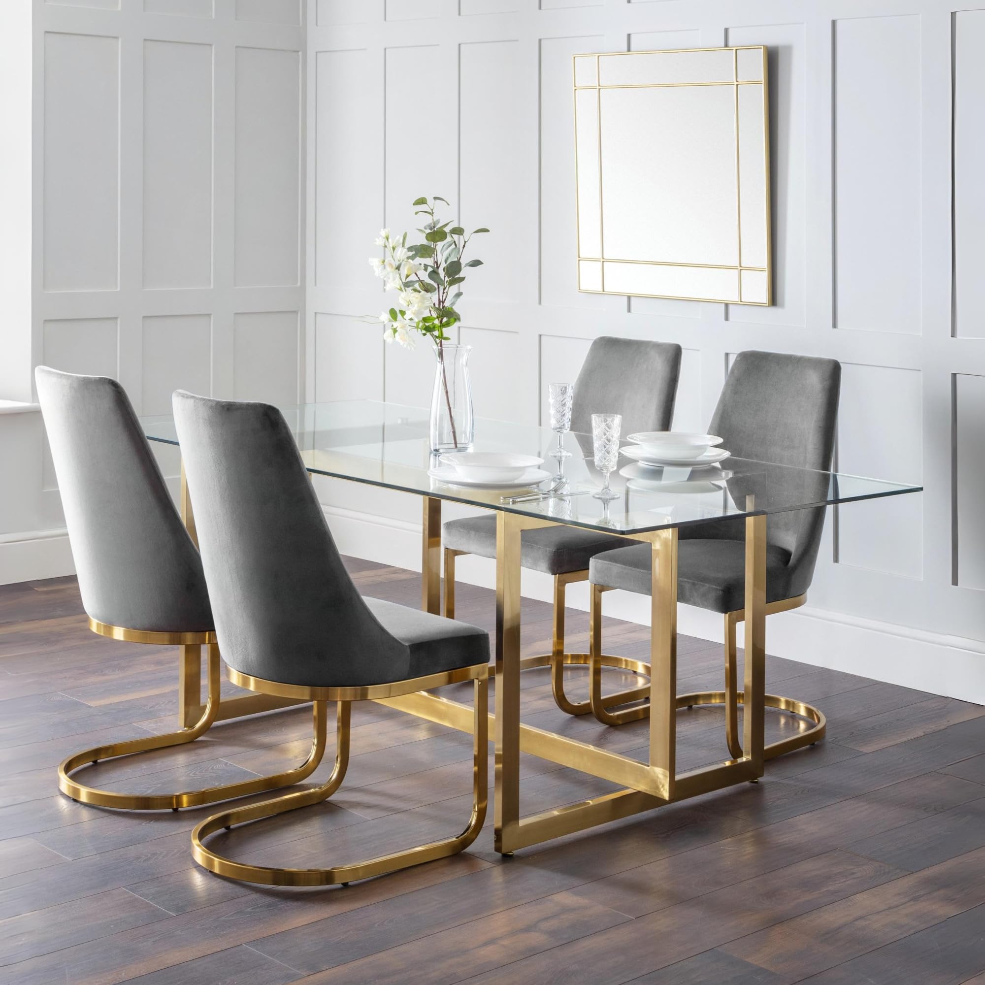 Julian Bowen Minori 200cm Glass and Gold Dining Table