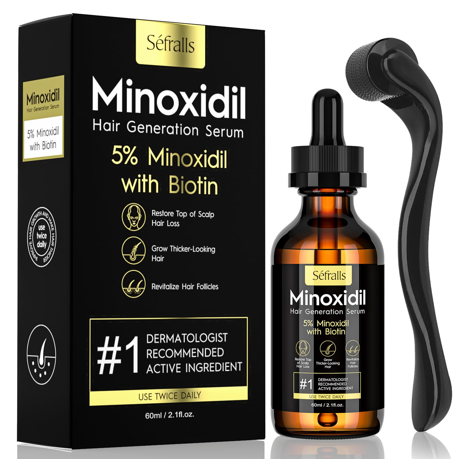 5 Minoxidil Hair Growth Oil for Men Women - Extra Strength Regrowth Serum Topical Hair Loss Treatment Serum