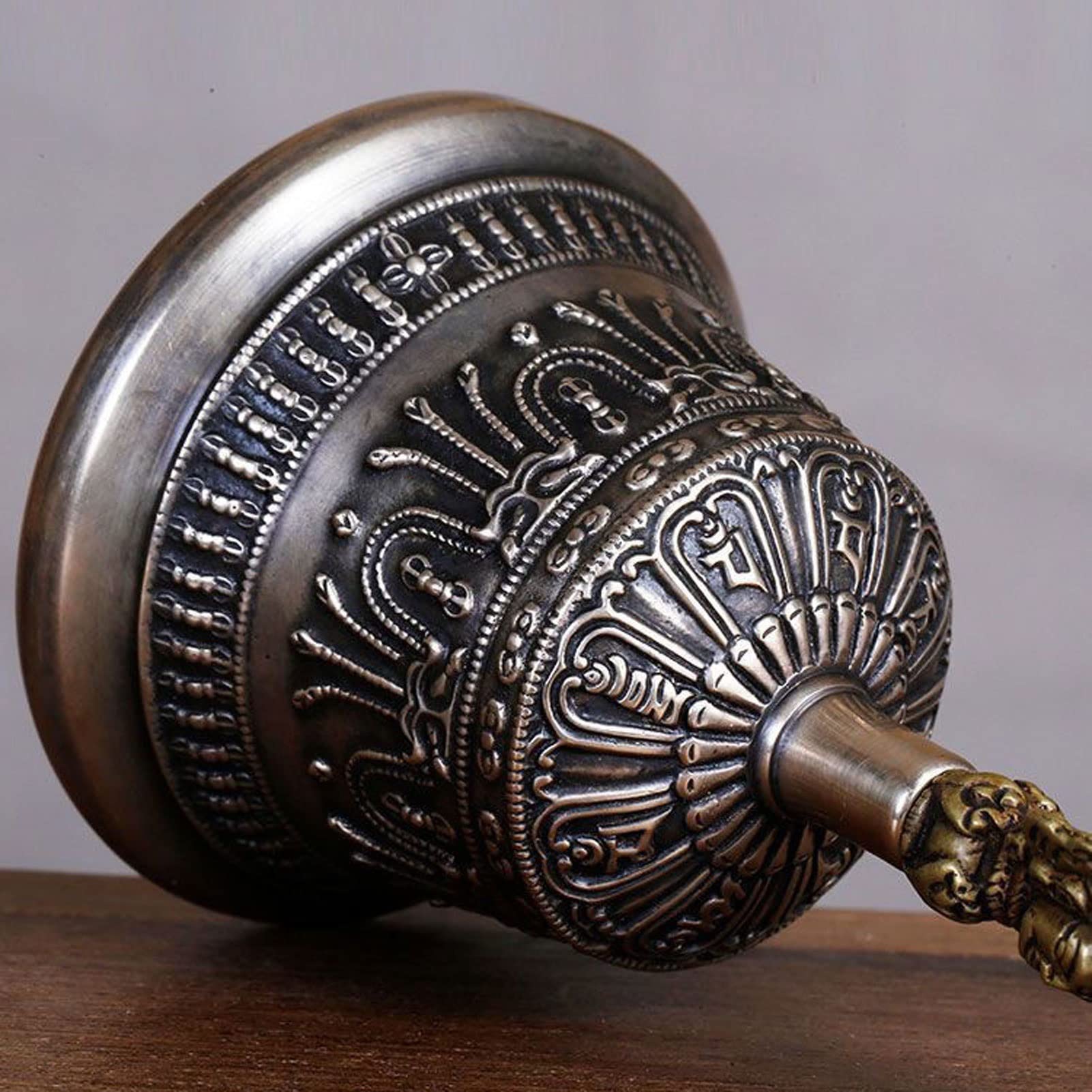 Campana Tibetana da Meditazione Artigianale con Vajra Dorje, Set in Rame Puro con Suono Armonioso, per Yoga, Mindfulness, Decorazione Spirituale E Pratica Tradizionale