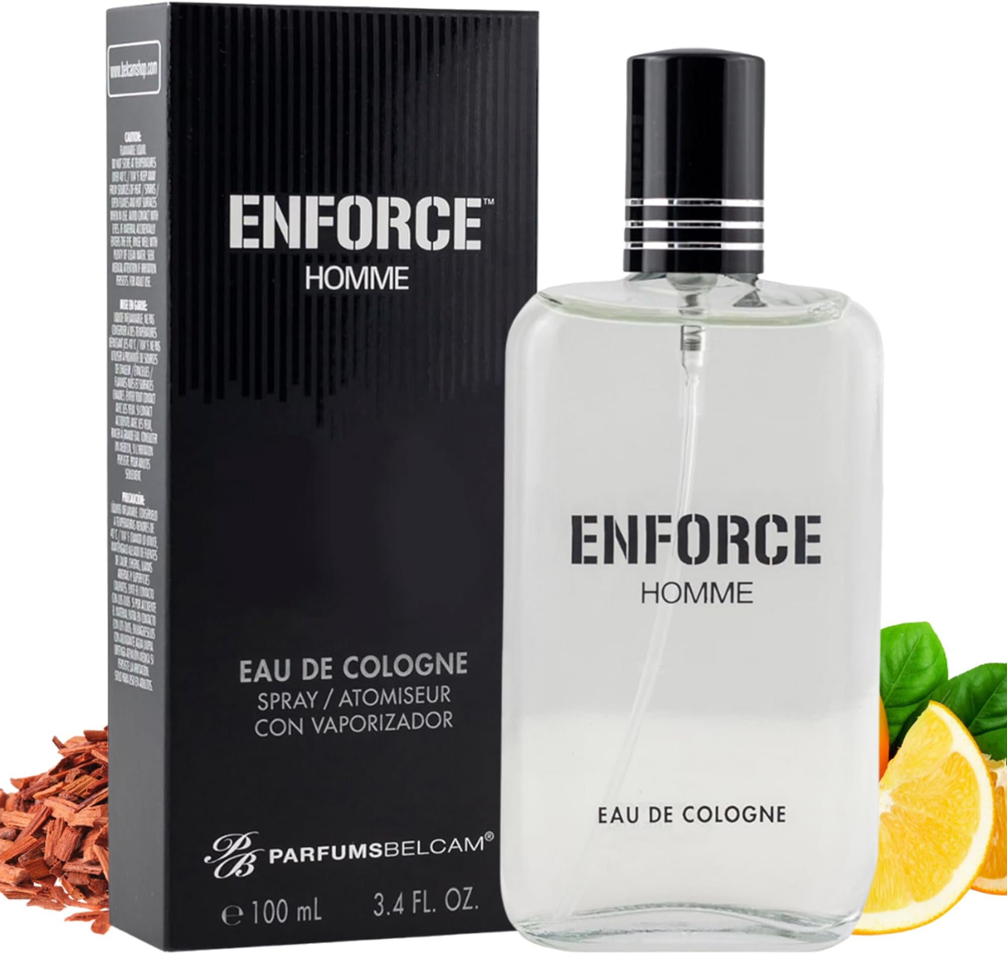 PB ParfumsBelcam Enforce Homme Eau de Toilette Spray for Men – Long-Lasting Woody Sandalwood Fragrance with Citrus & Musk, Masculine Cologne, Affordable Luxury, Daily Signature Scent - 3.4 Fl Oz