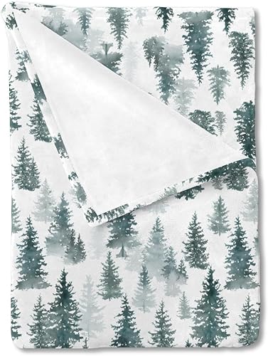 HawSkgFub Manta de bebé de bosque de pinos para niños, regalo de franela de invierno de forro polar, manta de recepción, suave y ligera, ropa de