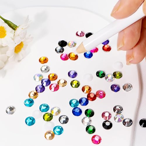 Miniatura 5 de Juego de herramientas de pinzas para lápices de cera para resina con parte trasera plana, diamantes de imitación, arte de uñas, gema de punteado de