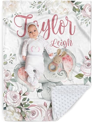 Miniatura 10 de Manta de bebé personalizada, manta de felpa suave con respaldo de puntos de doble capa para niños y niñas, nombre personalizado con diseño de animal