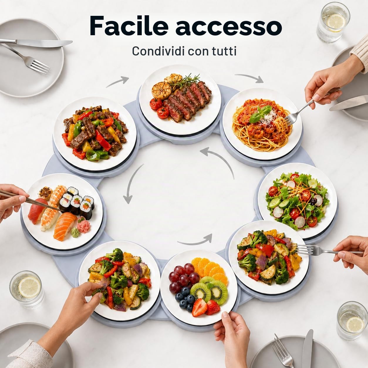Tavolo Girevole Piatto Da Portata Rotondo Organizzatore Per Cibo A 360° Multifunzionale Riutilizzabile Portatile Vassoio Organizer Rotante Per Alimenti
