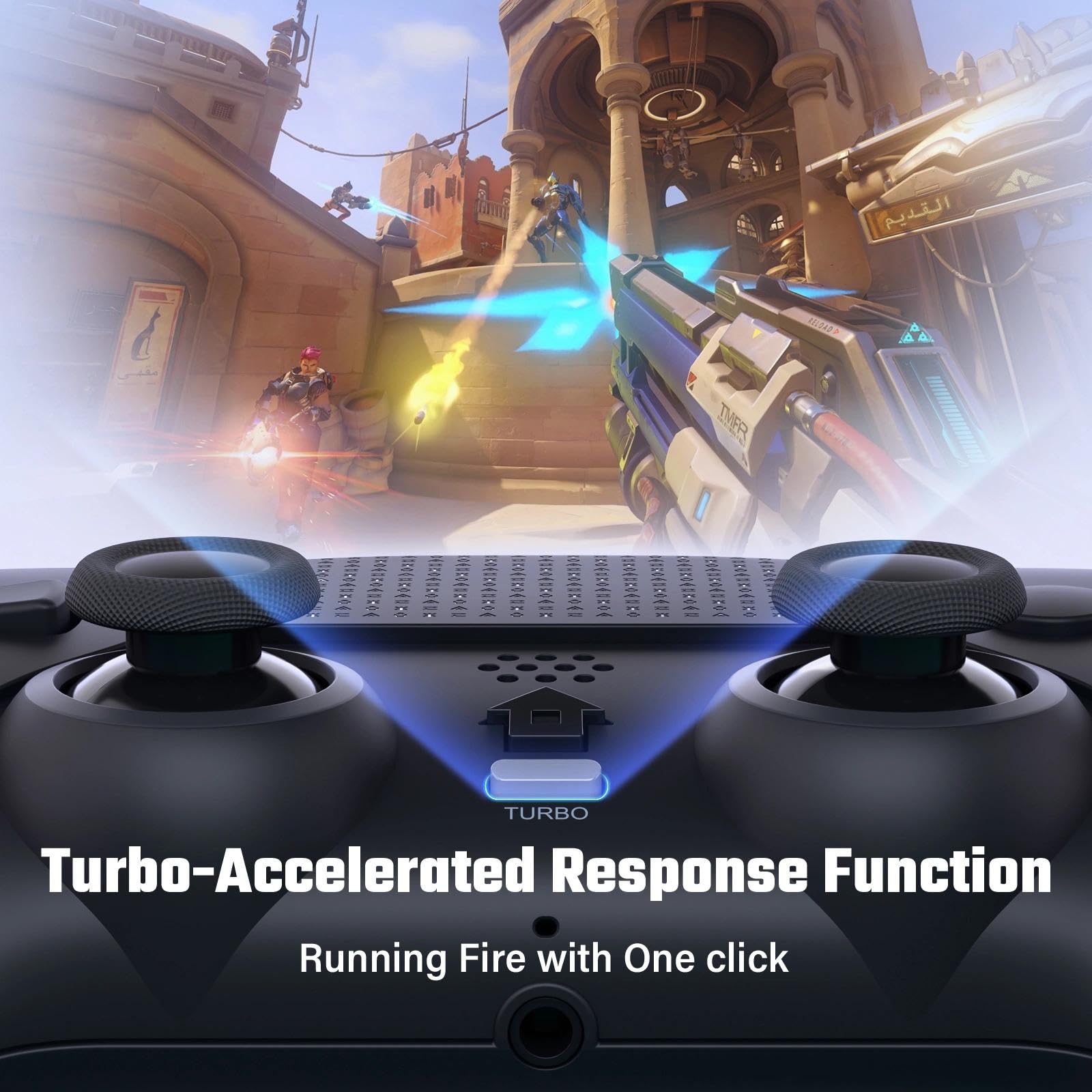 LATEC Controller per PS4 con Bluetooth, Controller Wireless PS4 con 2 Pulsanti Macro Programmabili, Sensore Giroscopico a 6 Assi, Doppia Vibrazione, Touchpad, Nero