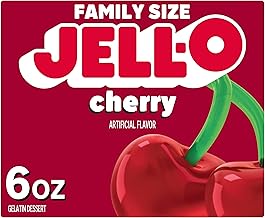 Jell-O Cherry Gelatin Dessert Mix, Family Size, 6 oz Box