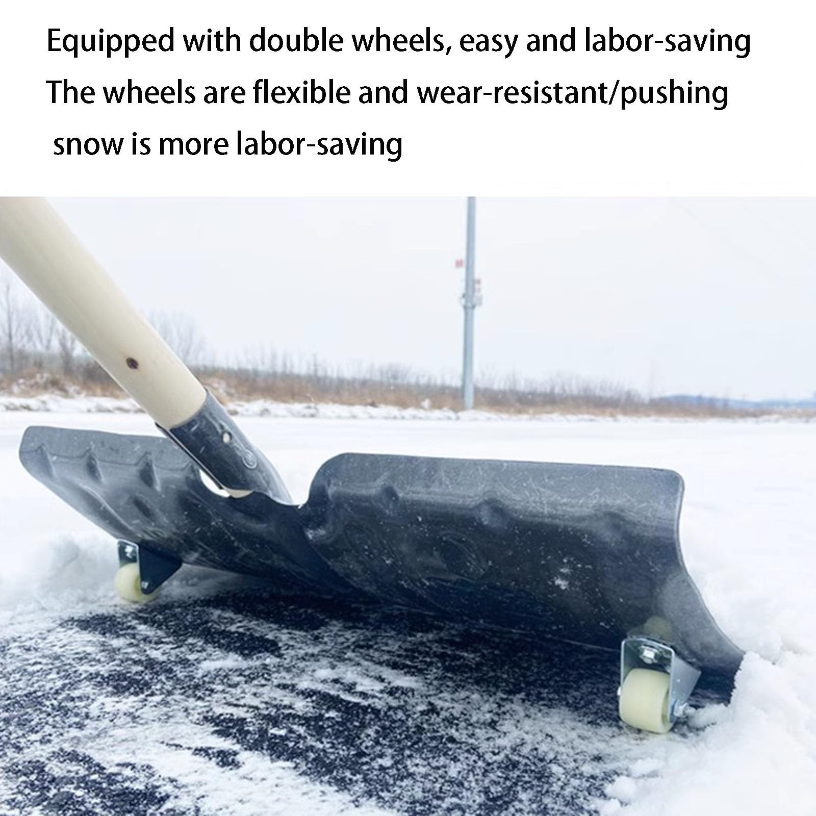 Pala da neve per bambini, pala da neve, pala da neve, pala da neve in acciaio al manganese, pala da costruzione, pala per cereali, pala per rifiuti (70 cm + 1,2 m manico in legno)