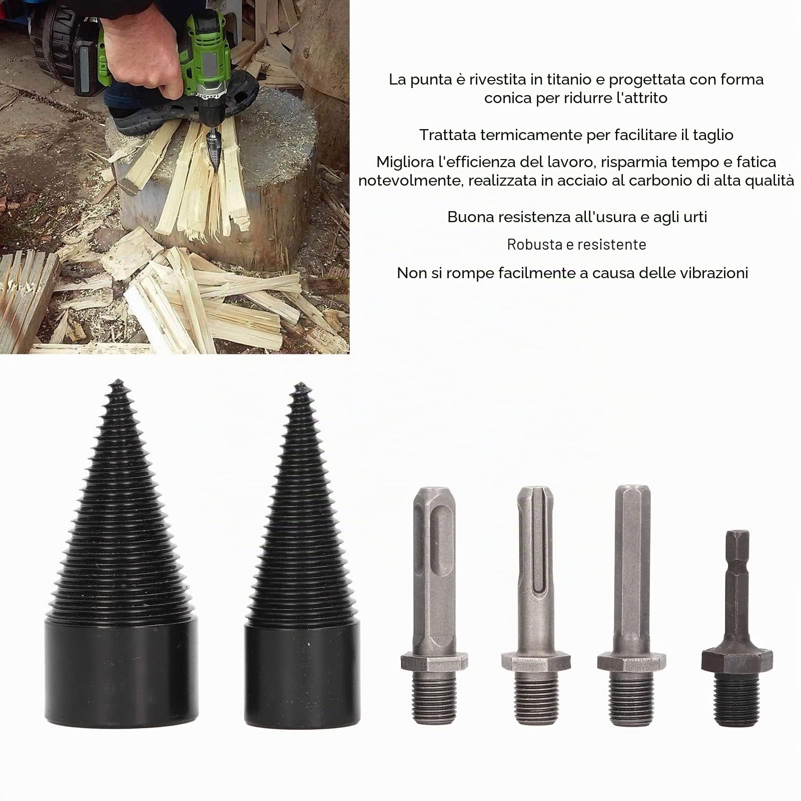 Punta da Trapano per Spaccalegna, 6 Pezzi Punta da Trapano per Spaccalegna, 32mm 42mm Punta da Trapano Staccabile per Spaccalegna per Legna da Ardere per Impieghi Gravosi, Trapani