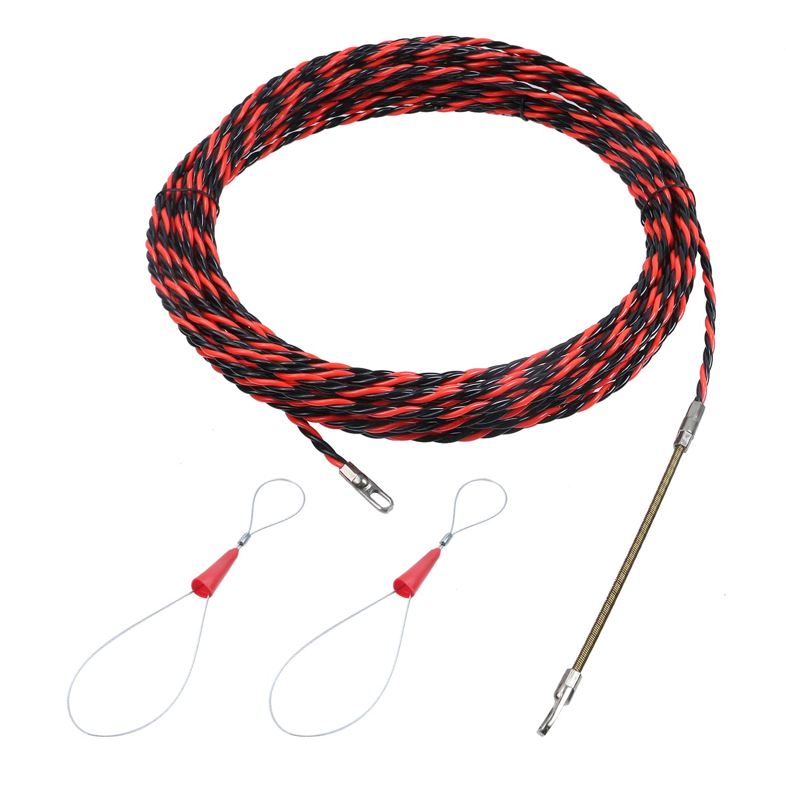 Pastlla 0.26"/6.5mm Fish Tape Cable Puller Kit, Electrical Cable Puller Through Wall Wire Guide Device Threader Fish Fastener, 3 Wires Twisted with