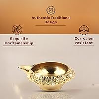 Vista 3 de Shubhkart Kuber - Juego de 6 lámparas de aceite profundo de latón macizo para puja y otros rituales religiosos Decoración del hogar, oficina