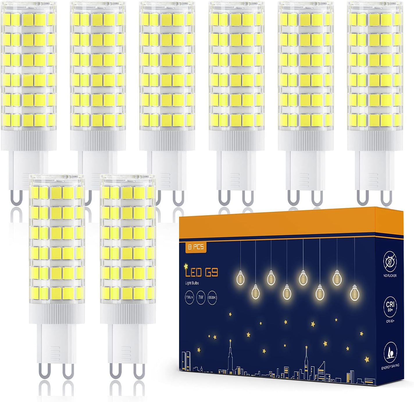 TASMOR G9 LED Bulbs 7W, G9 LED Light Bulb Cool White 6500K, Equivalent