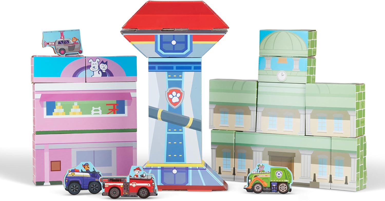 Melissa & Doug PAW Patrol Jumbo Cardboard Blocks (41 Pieces) PAW Patrol Houses Stackable Blocks for Ages 2+