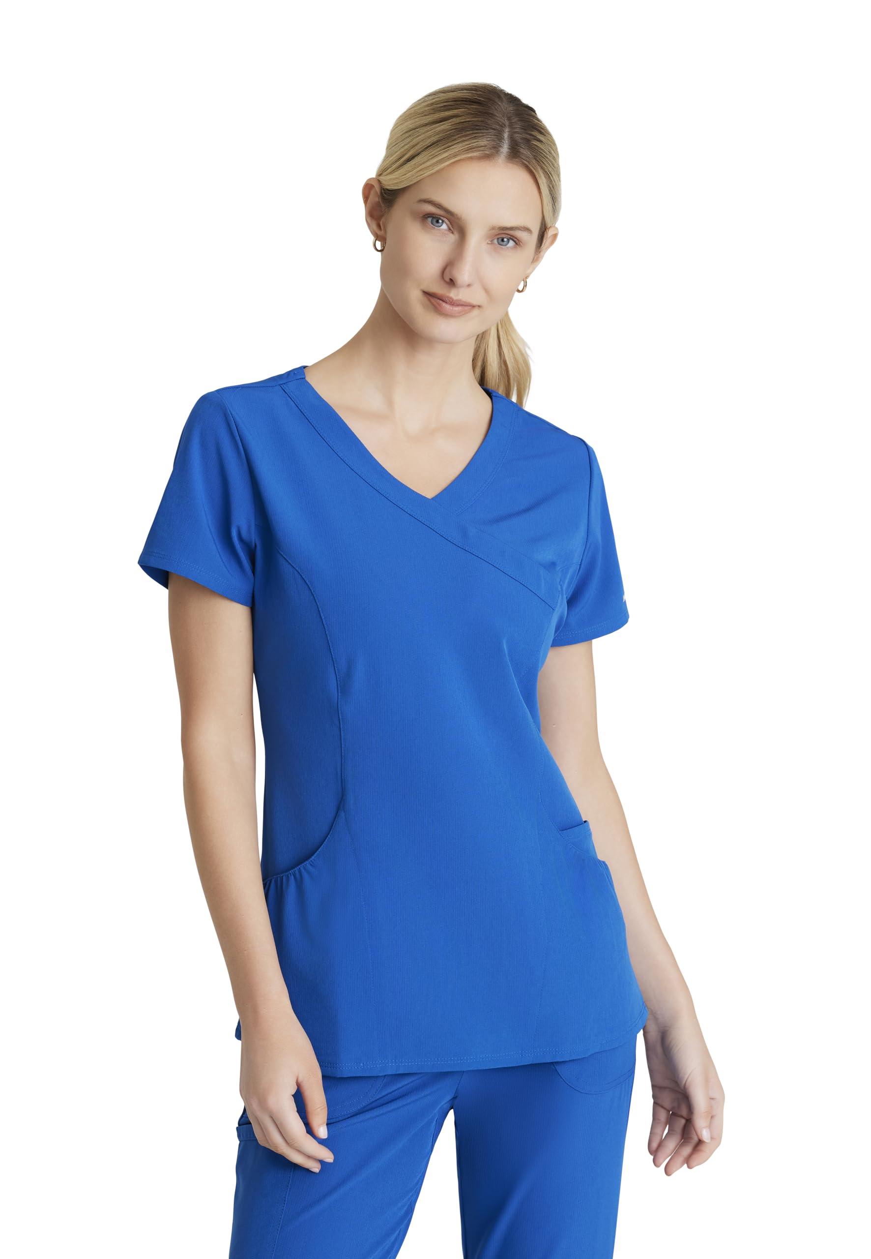 BARCO Skechers Vitality Charge Scrub Top for Women - V-Neck Medical Top, 4-Way Stretch Women's Scrub Top
