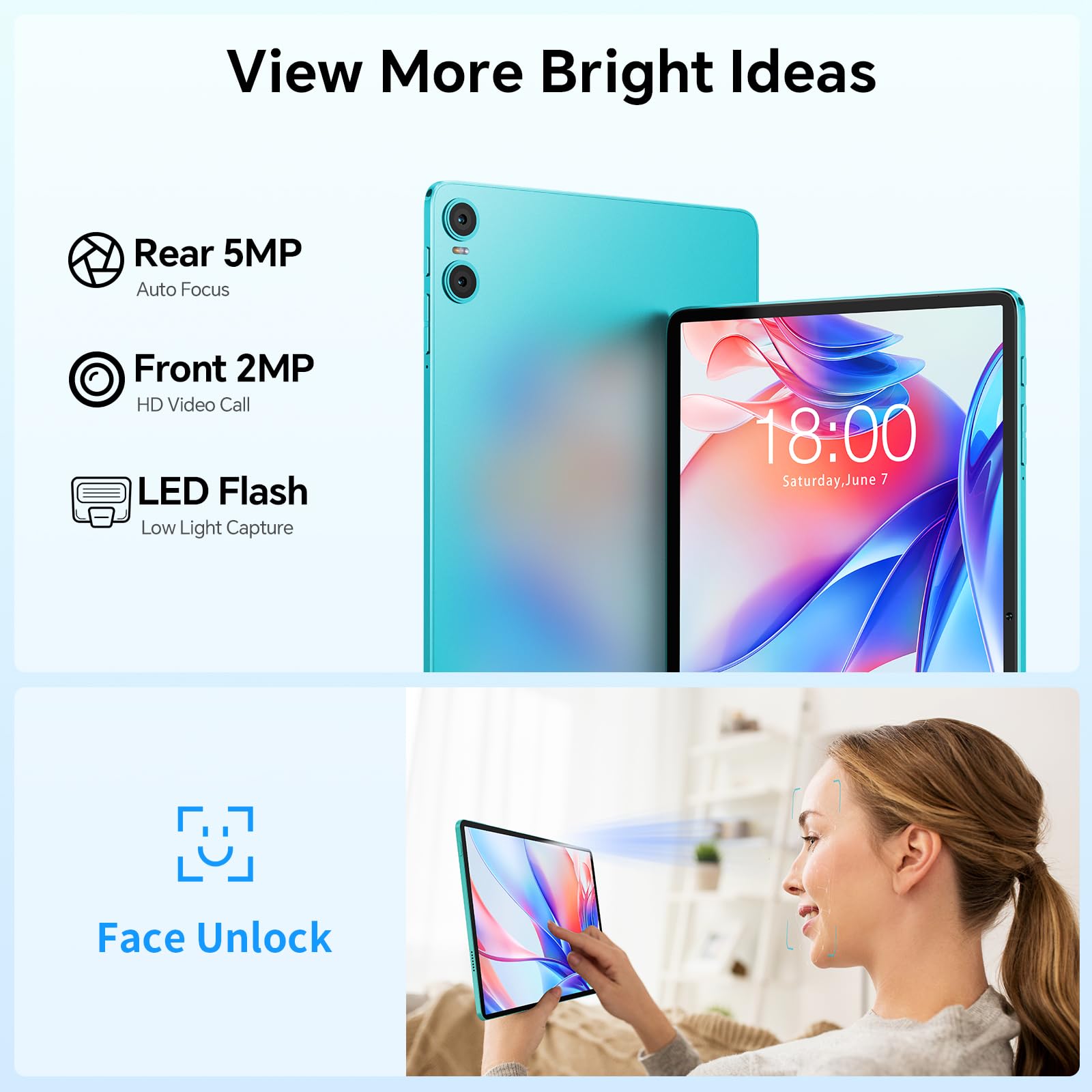 TECLAST P30 Android 14 Tablet 10.1 Pollici, 12GB RAM+128GB ROM(TF 3TB), 2GHz Octa-Core, Widevine L1/5GHz WiFi/GPS/OTG/BT5/6000mAh/Tablet con Custodia+Tastiera+Penna+3.5mm Auricolari, 8 Accessori-2025