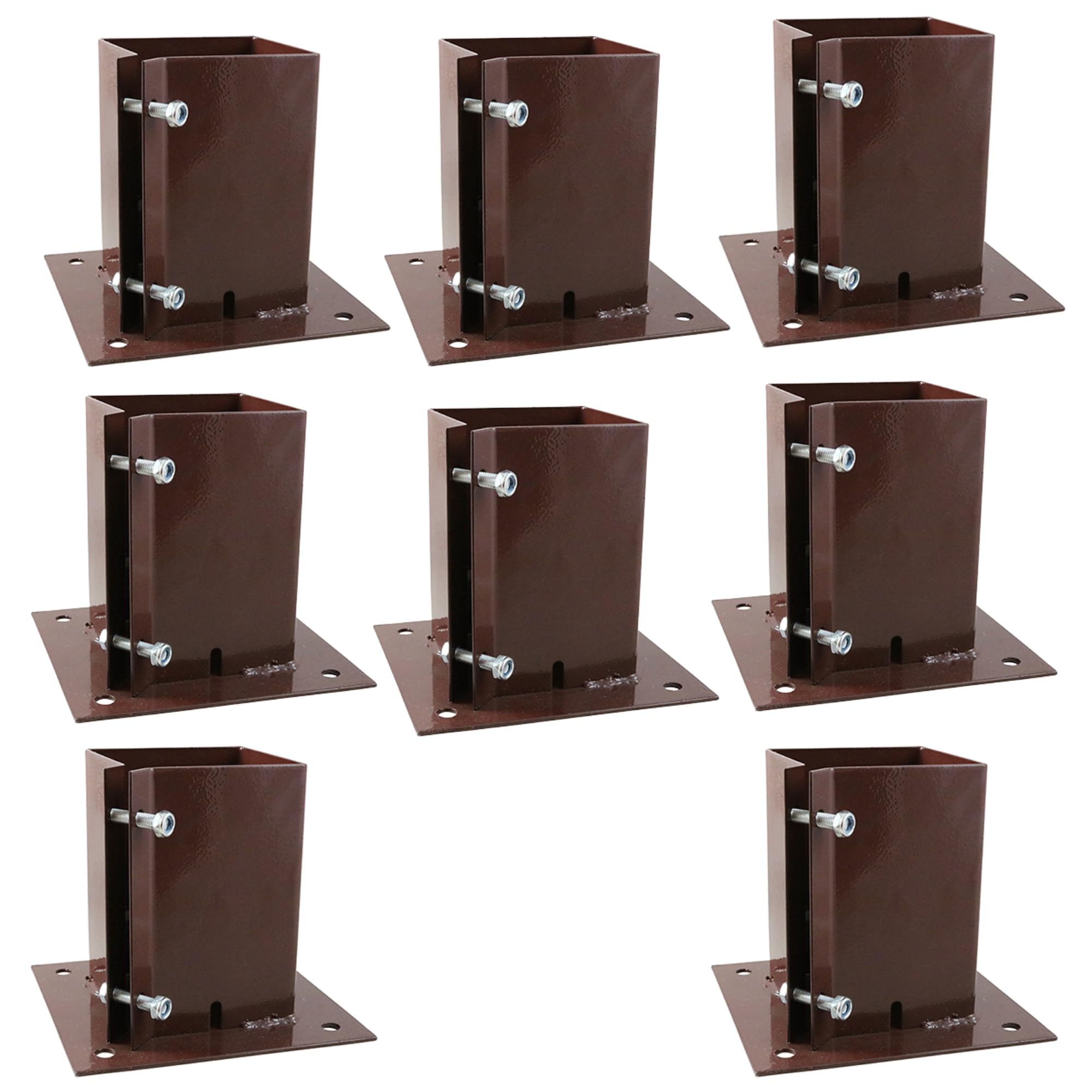 [FIXINGS DIRECT] 75x75mm Bolt Down Post Shoe Fence Post Holder Heavy Duty Read Oxdie Dual Coat Weather Protection Decking Bases, Post Anchor, Pergolas, Carports 4"x4" (8 Pack (75x75mm))