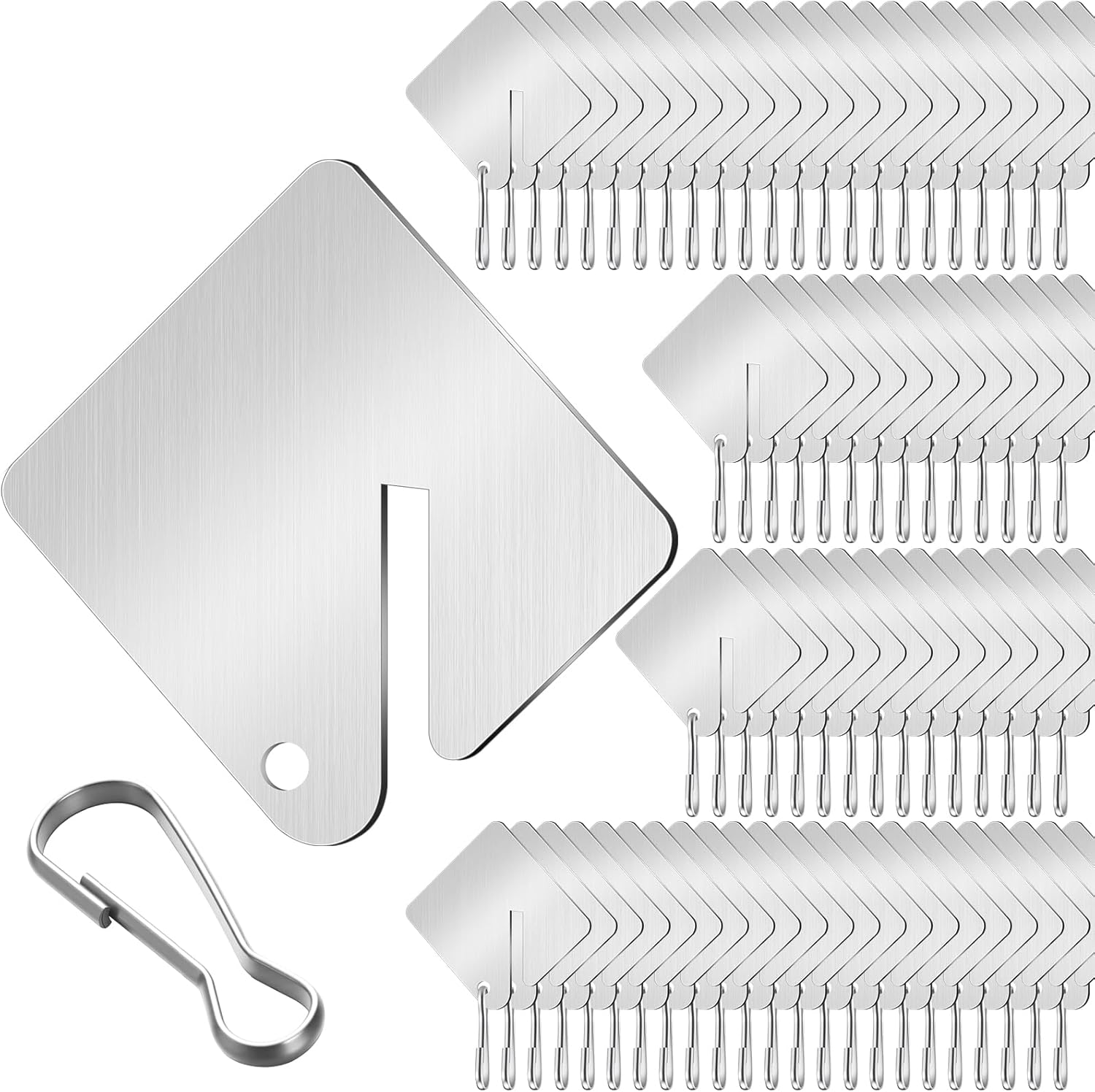 100 Pcs 1-5/8 x 1-1/2 Inch Aluminum Slotted Key Tag with Metal Snap Hooks for Slotted Key Cabinets Boxes Lockers Organization Numbering Labeling for Home Office Hotel Garage