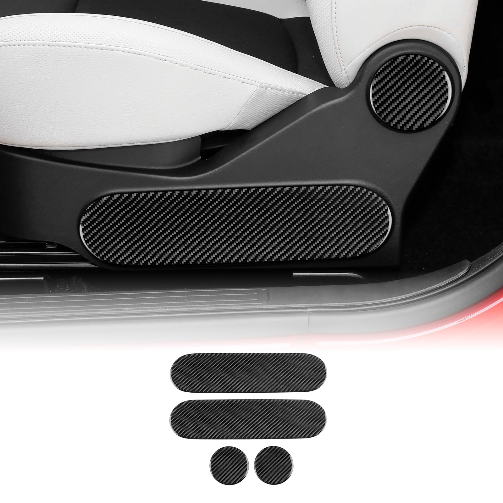 KUNGKIC Per Fiat 500 2008 – 2024 Abarth 595/695 2012 – 2024 sedili auto in fibra di carbonio manopole di regolazione per rivestimento decorativo interno accessori adesivi inclusi,regalo 4 pezzi (nero)
