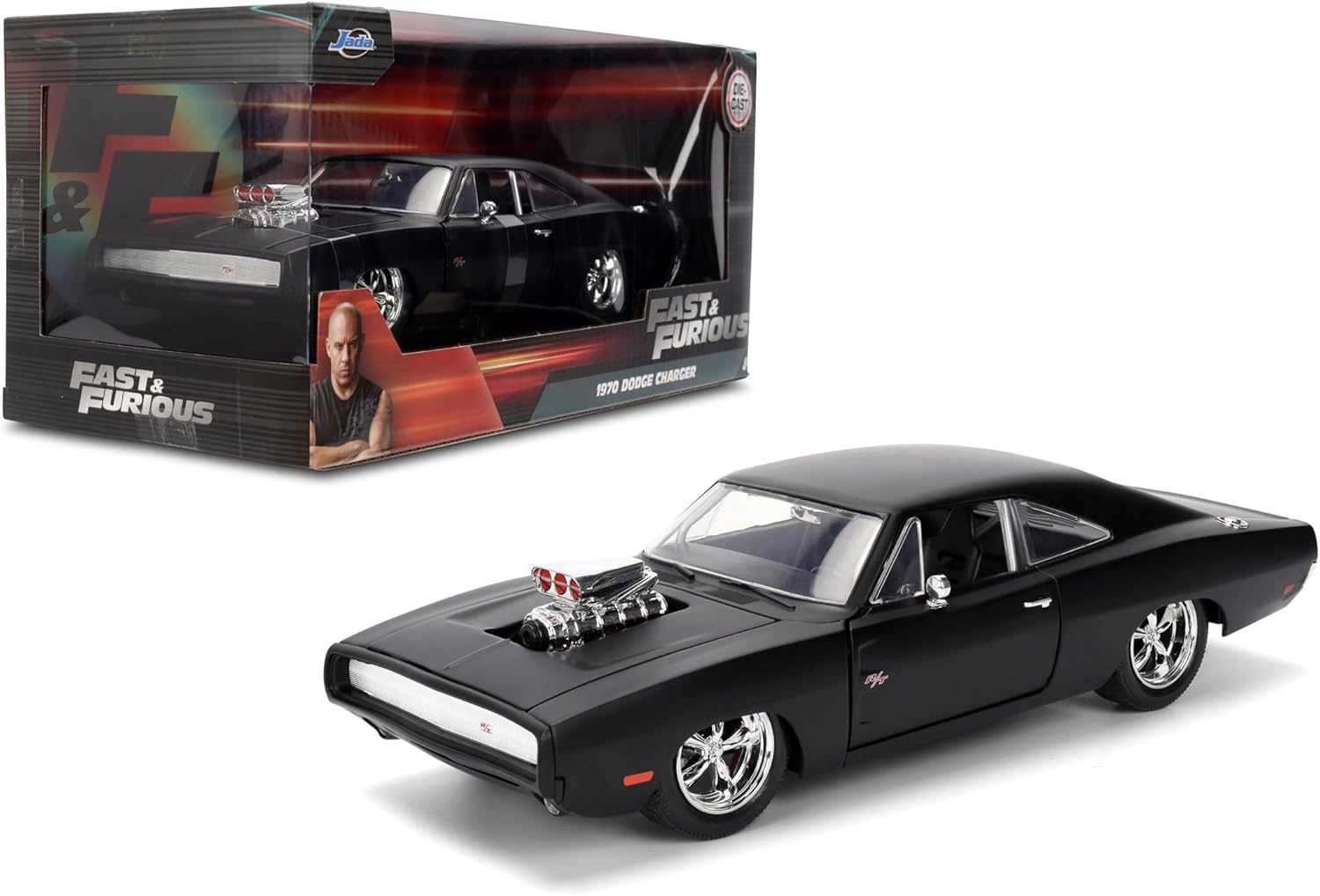 Jada Fast & Furious 1:24 Dom's 1970 Dodge Charger R/T Die-cast Car, Toys for Kids and Adults