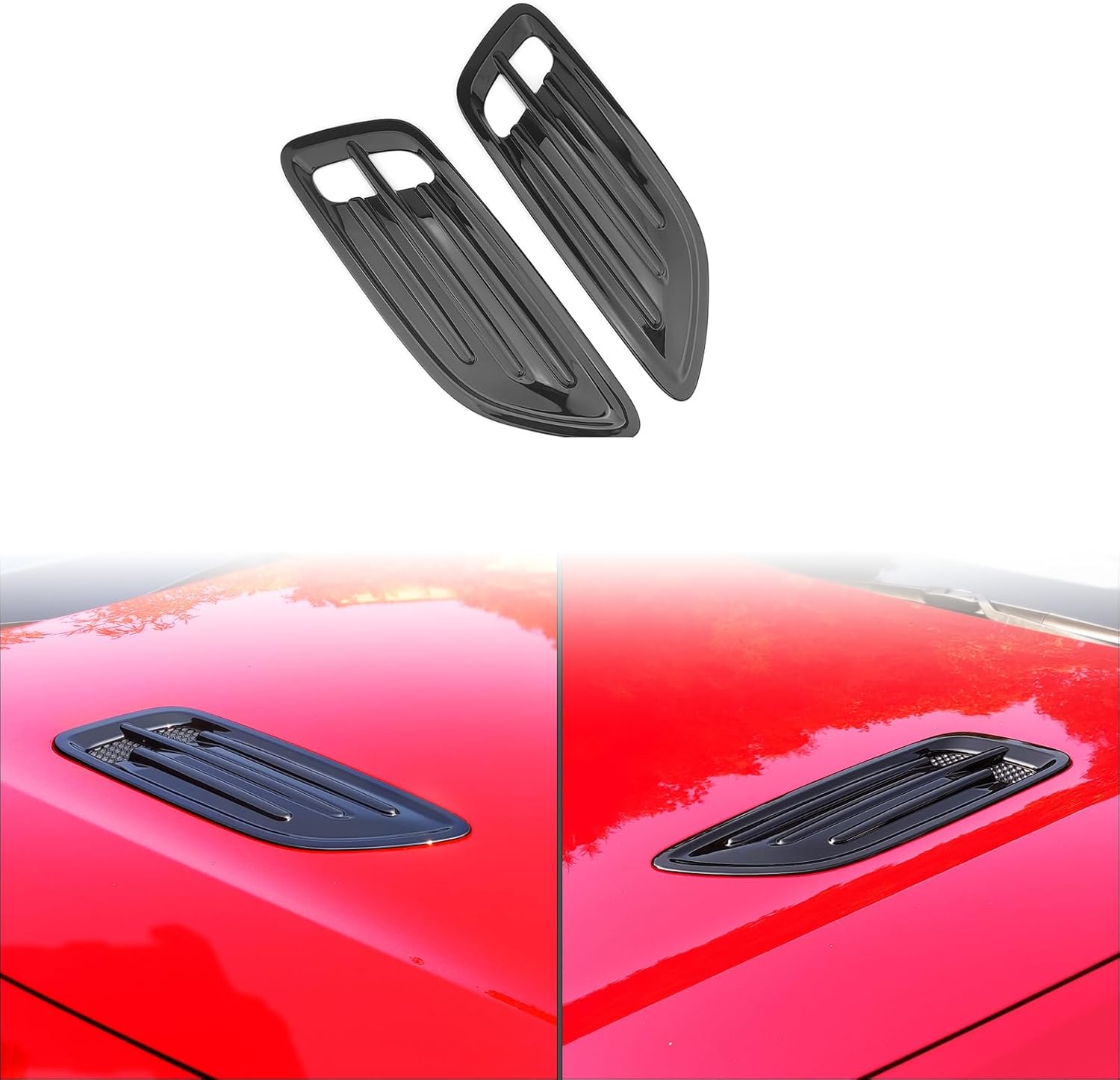 Glossy Black Style Car Air Flow Intake Cover,Air Flow Intake Hood Scoop Vent Cover Trim,Side Vent Bonnet Cover Compatible with Kia Stinger Accessories
