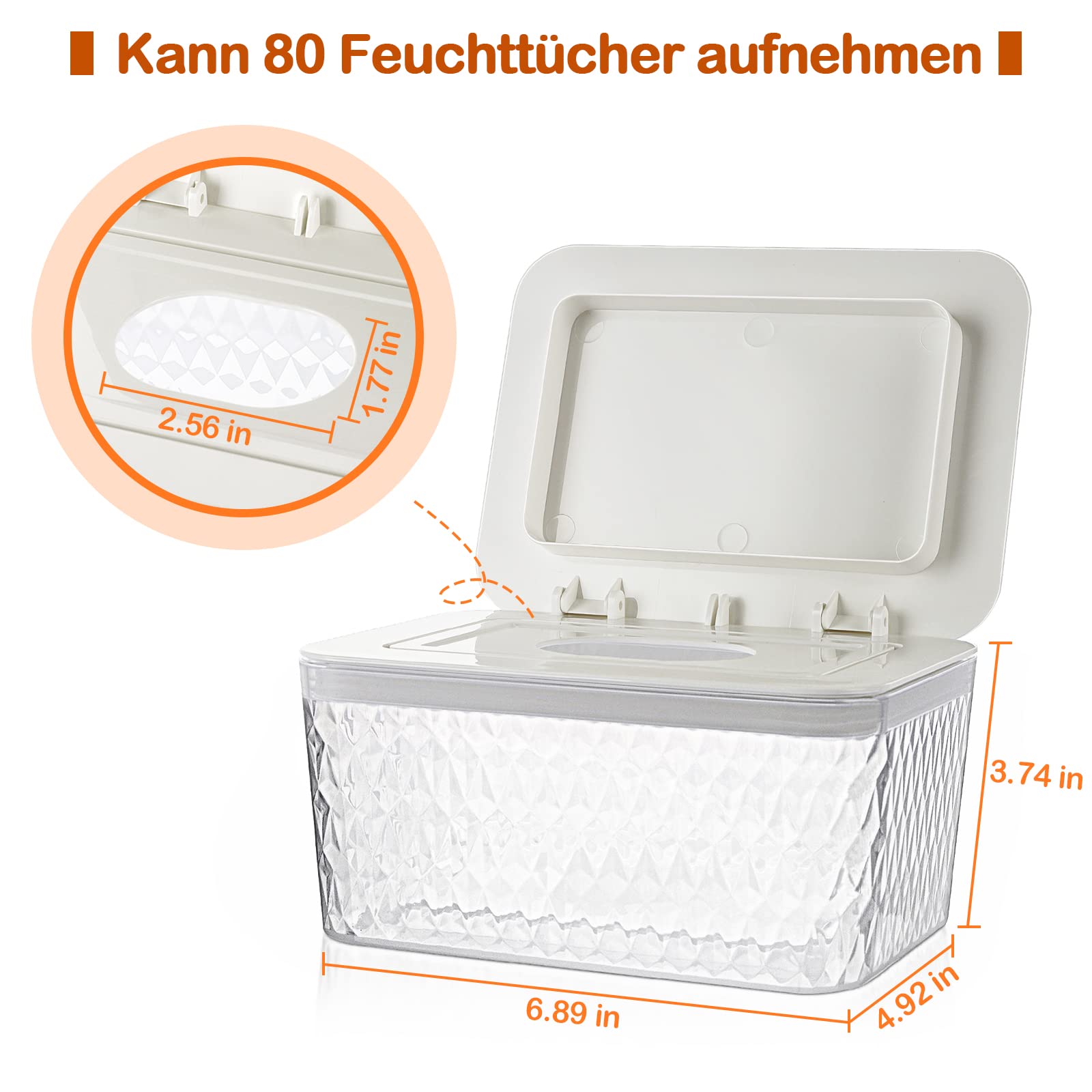 Boîte à lingettes humides, pour lingettes de soins pour bébé, sans BPA, avec couvercle, mallette de rangement pour la maison et le bureau, blanche