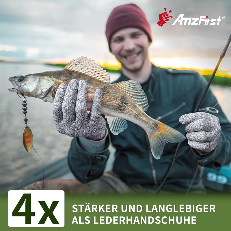 AmzFirst Vágásbiztos Kesztyű 2 Pár - L-es Méret, 5-ös Szintű Védelem, Konyhai, Kerti és Barkács Munkákhoz, Élelmiszerbarát Anyagból, Szürke