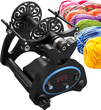 12V Electric Winding Machine, 800rpm Spinning Wheel for Wool, Adjustable Speed, Forward and Reverse, 120g / 240g Double Spool, for Wool, Silk, Fiber,C
