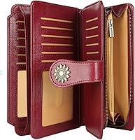 Vista 3 de Lavemi - Cartera de piel con bloqueo RFID para mujer, de gran capacidad, para llevarla a la muñeca