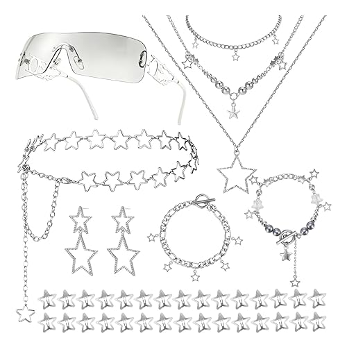 JATEBI Y2k Accessories Set for Women with Y2K Sunglasses Star