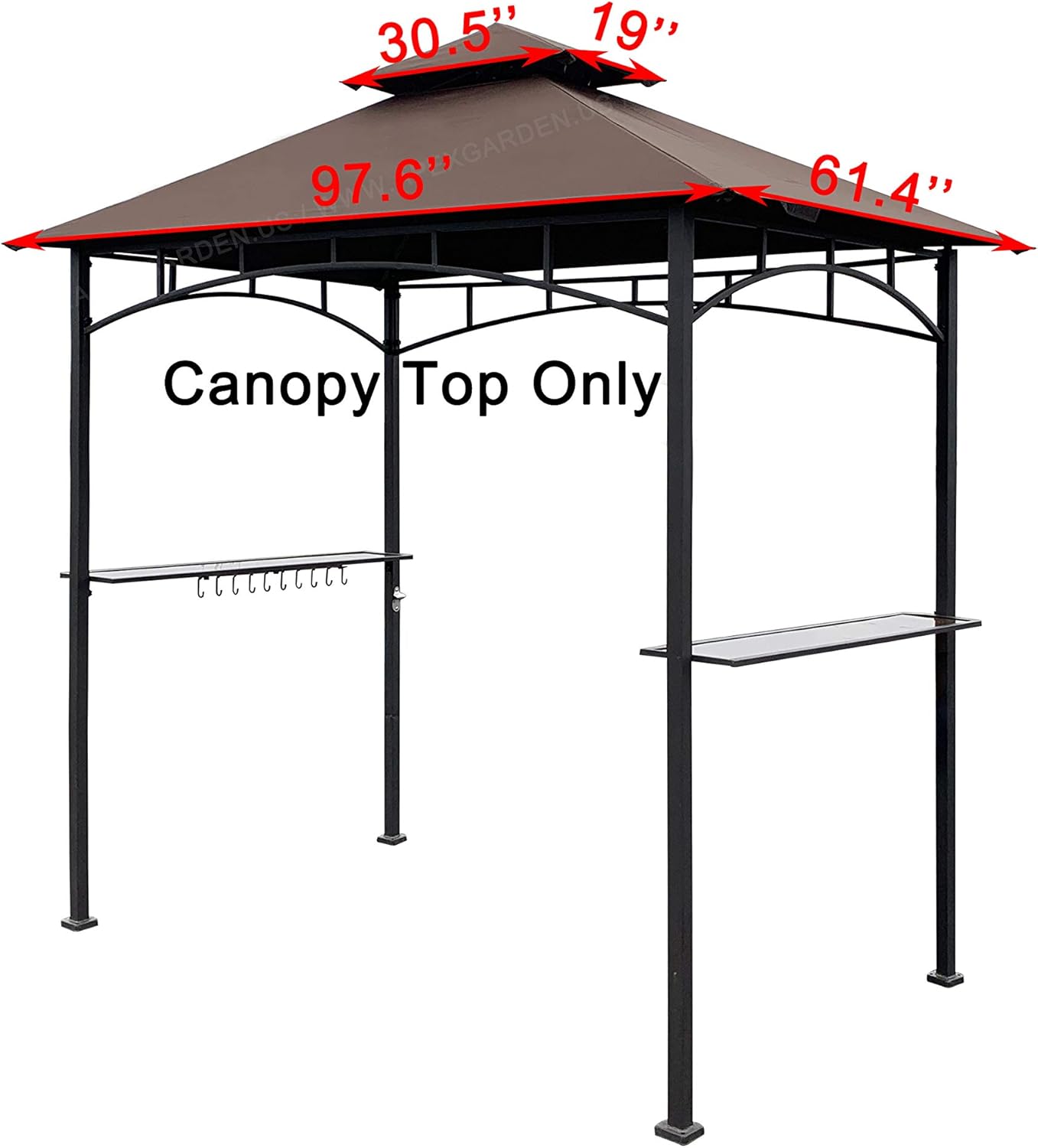 APEX GARDEN Replacement Canopy Top CAN ONLY FIT for Model #L-GZ238PST-11 8' X 5’ Bamboo Look BBQ Grill Gazebo (Canopy Top Only) (Brown)