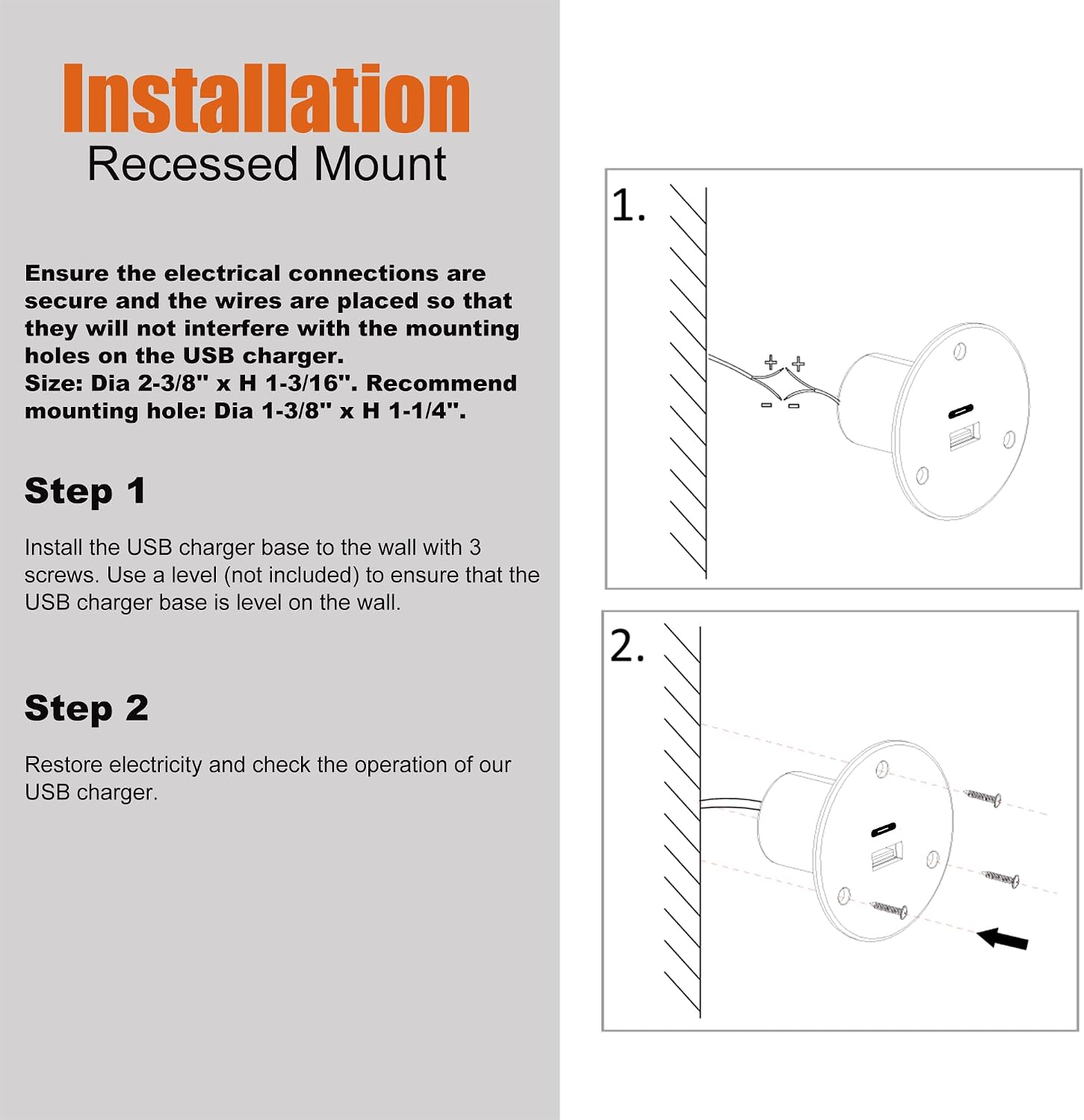 Facon 12V Wall Mount Socket - RV USB C Charging Port & QC3.0 USB Charger Socket - Dual 18W (A+C) Direct Wire for RV Camper Trailer Boat Electrical
