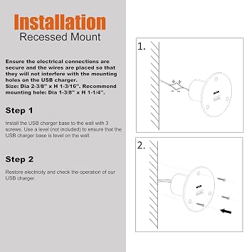 Facon 12V Wall Mount Socket - RV USB C Charging Port & QC3.0 USB Charger Socket - Dual 18W (A+C) Direct Wire for RV Camper Trailer Boat Electrical