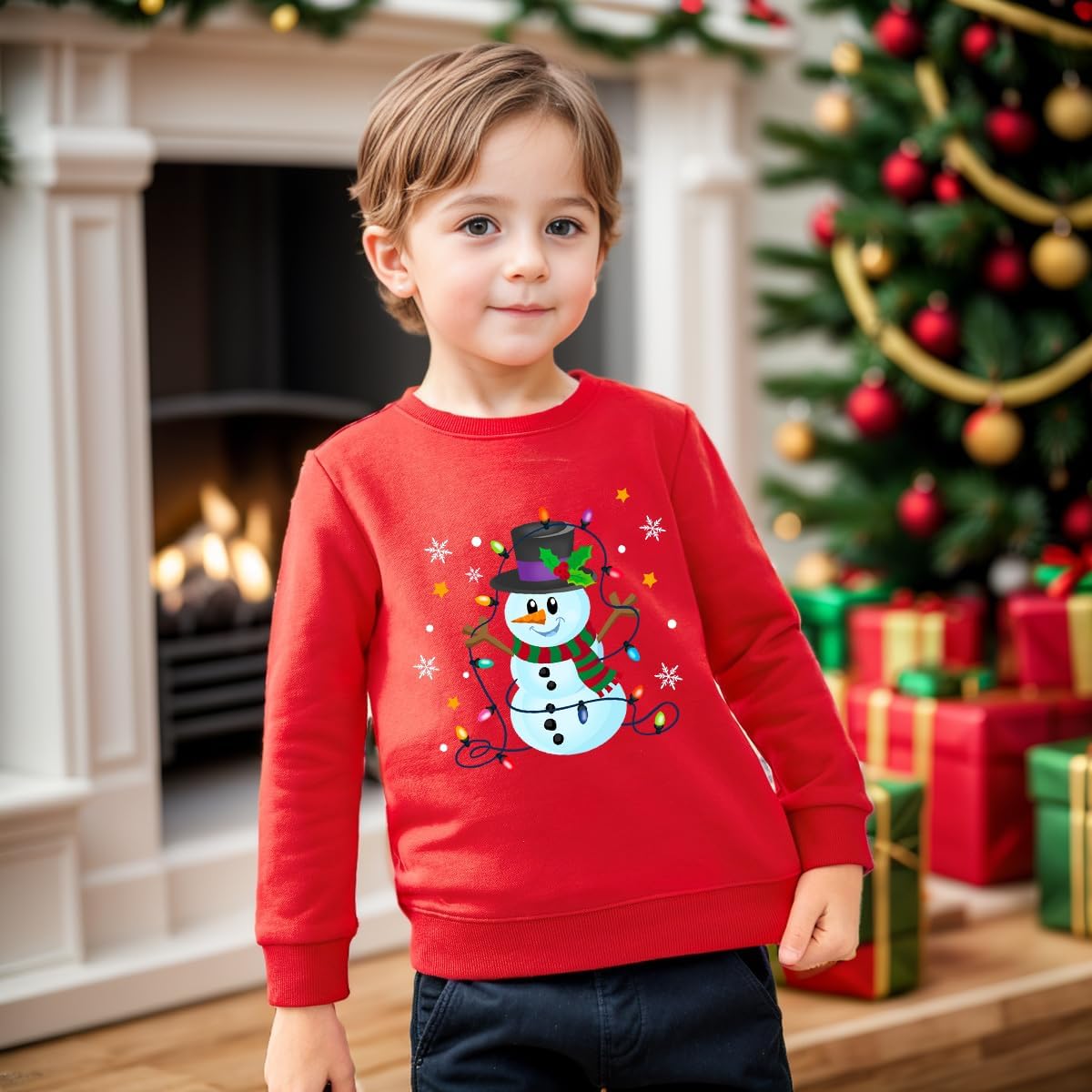 Boys Girls Christmas Sweatshirt Toddler Kids Xmas Santa Claus Reindeer Shirt Tops Clothes 1-7 Years