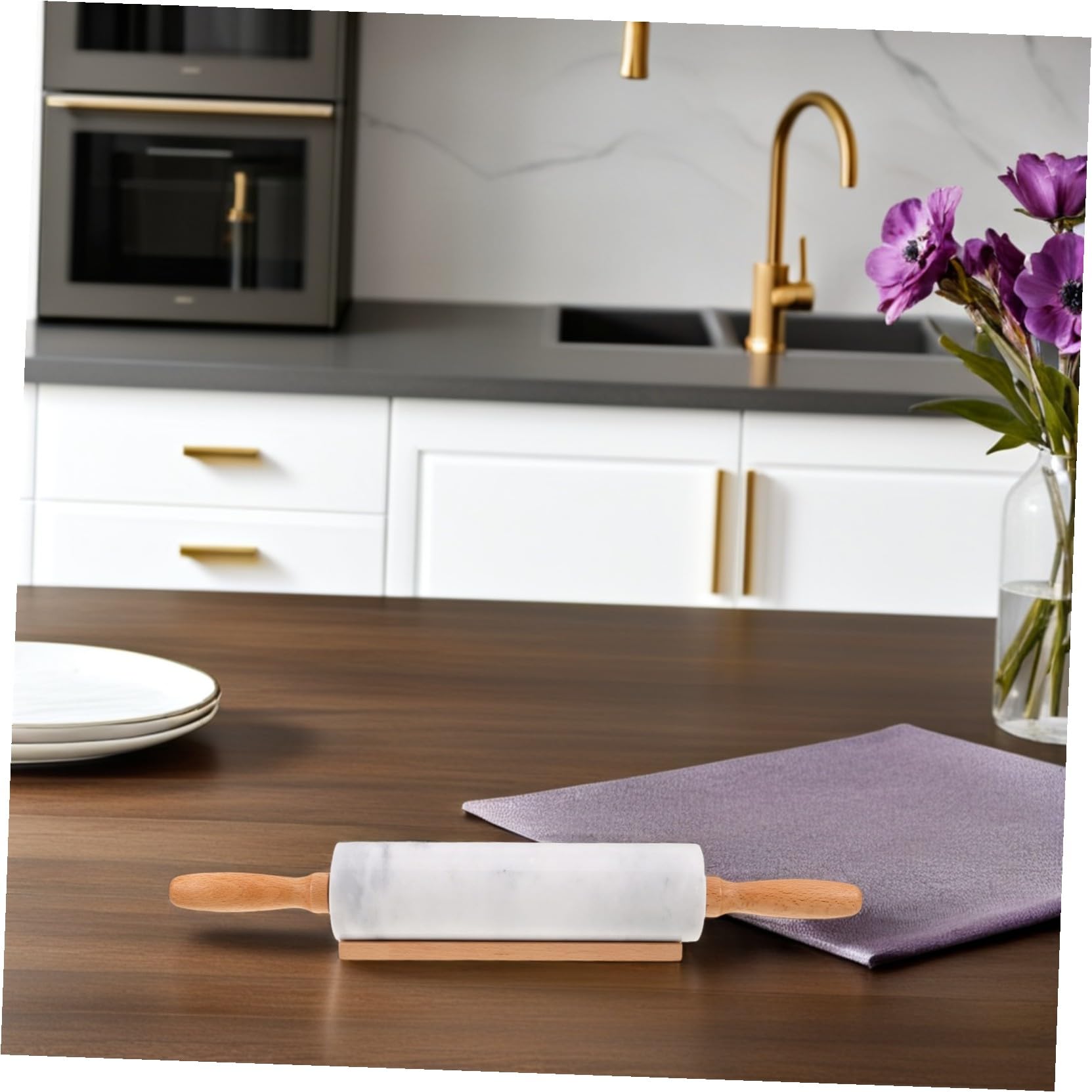 BESTYASH 3 Piezas Rodillos de Mármol para Amasar Superficie Lisa y Antiadherente Herramientas de Cocina Versátiles para Repostería Pasta y Masa de Pizza para Uso Doméstico y Profesional