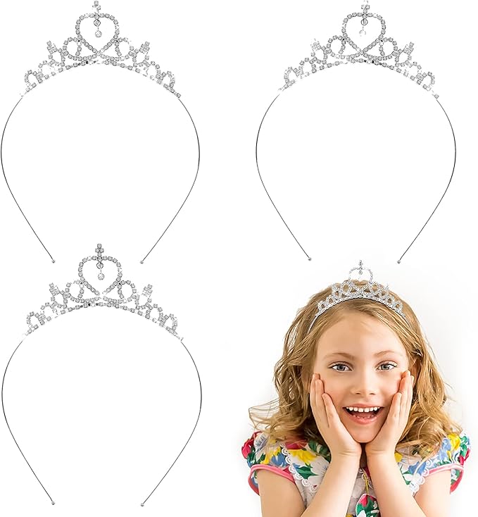 3 coronas de diamantes de imitación, corona de princesa para mujer, con forma de corazón, tiara de cristal, estrás, para