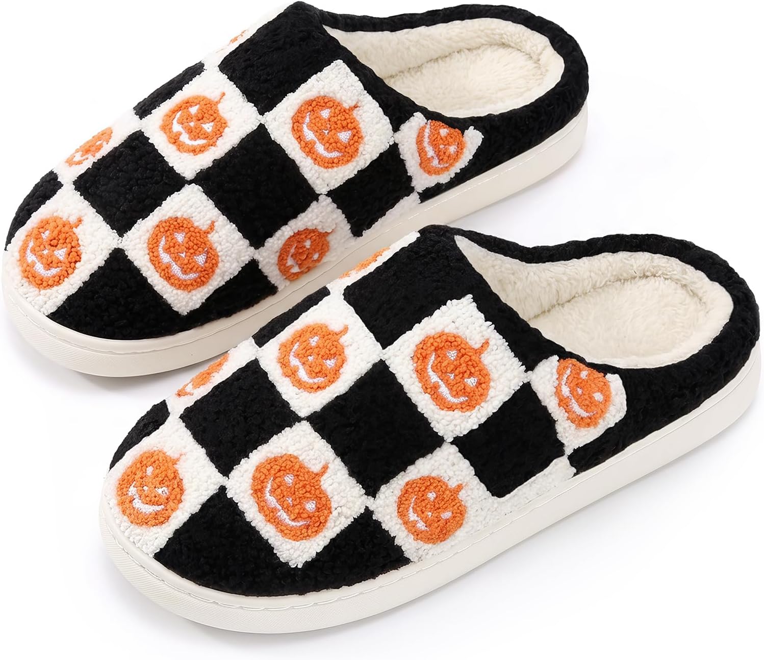 Halloween Slippers for Women Men House Fuzzy Slippers Winter Warm