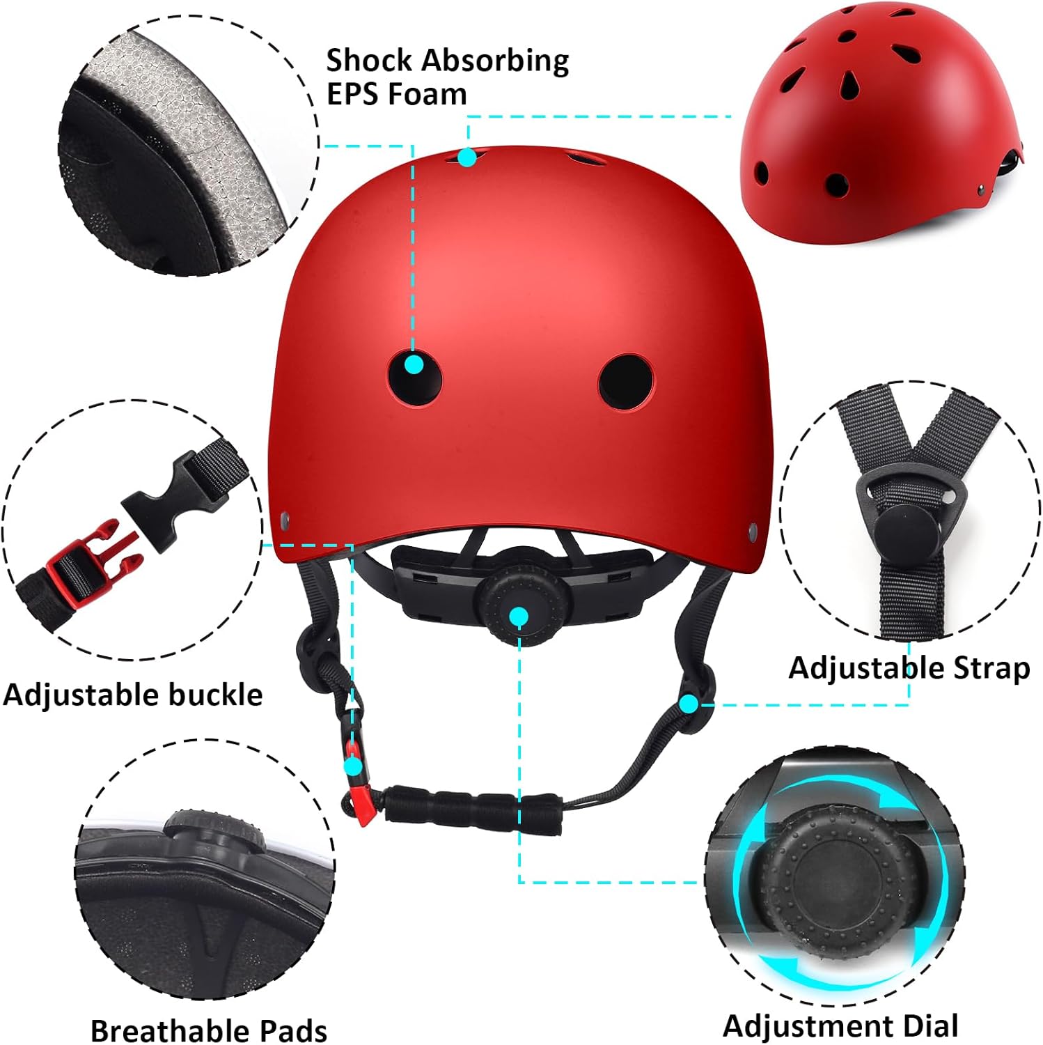 Kids Toddler Bike Helmet,2 Sizes Adjustable Youth Boys Girls Helmet Multi-Sports Adjustable for Bicycle Skateboard Cycling Roller Inline Skating