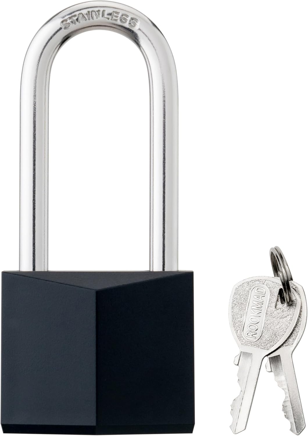 6-Pack Keyed Alike Locks, Black Covered Brass Keyed Padlock with Stainless Steel Long Shackle, 1-9/16 Inch Lock Body, Rustproof Locks for Gate Fence Hasp Cabinet Toolbox Gym or School Locker