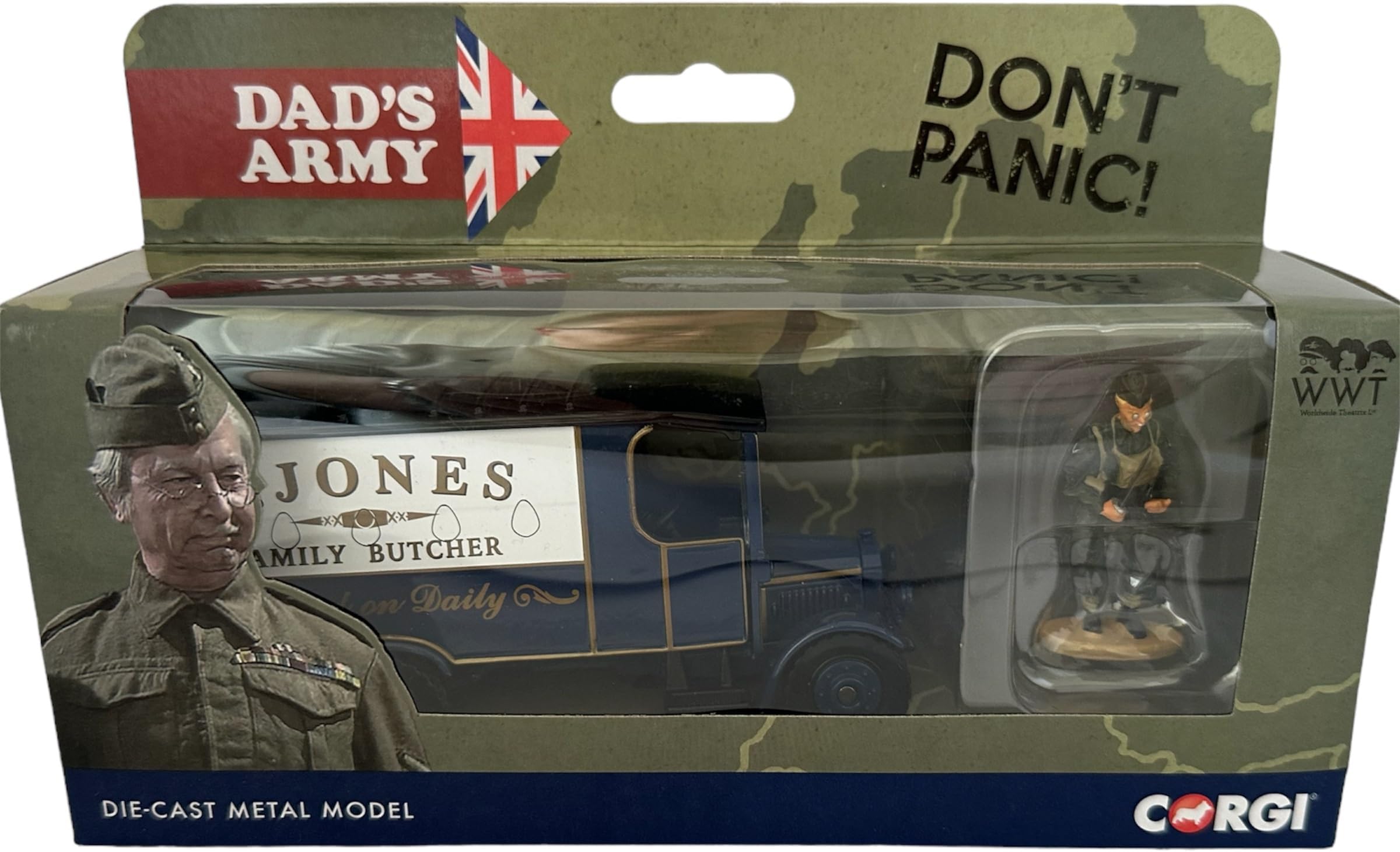 CorgiDad's Army J. Jones Thornycroft Van & Mr. Jones Figure 1:50 Diecast Display Model Truck CC09003, Blue