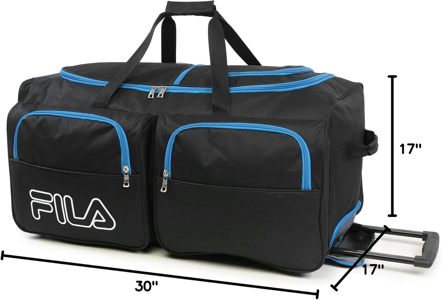Fila 7-Pocket Large Rolling Duffel Bag, Azure, One Size