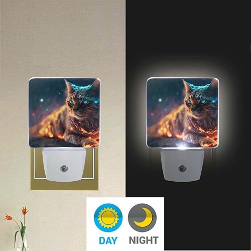 Miniatura 5 de Paquete de 2 luces de noche decorativas con sensor de atardecer a amanecer, lámpara de noche LED, enchufe de 3 × 4.5 × 1.4 pulgadas