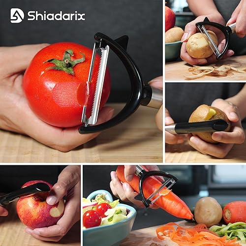 Miniatura 5 de Pelador de verduras, peladores de patatas para cocina, pelador de verduras y frutas para patatas de zanahoria, pelador de cocina en forma de Y, hoja