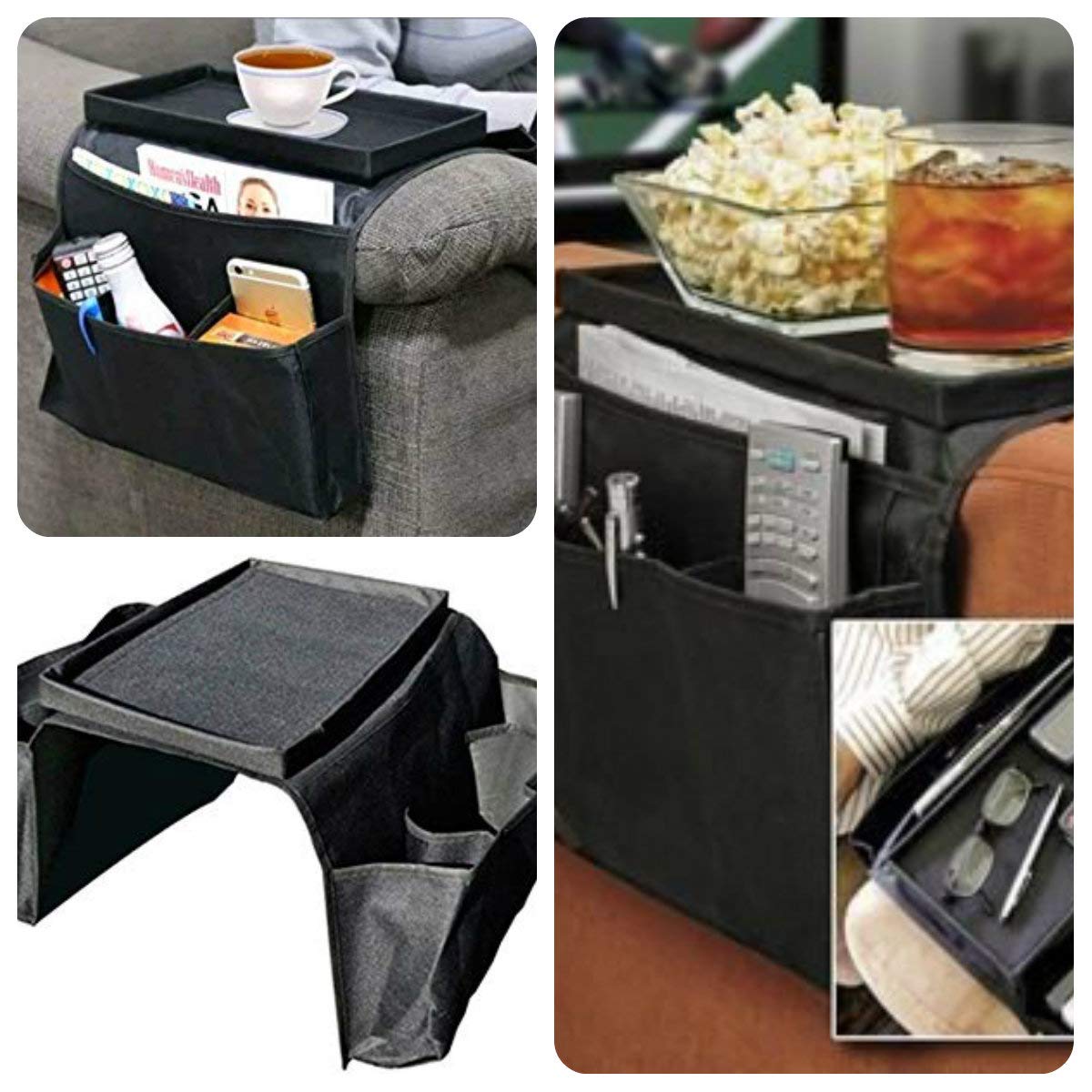 V-VAPE Arm Rest Chair Settee Couch Sofa Remote Control Table Top Holder Organiser Tray