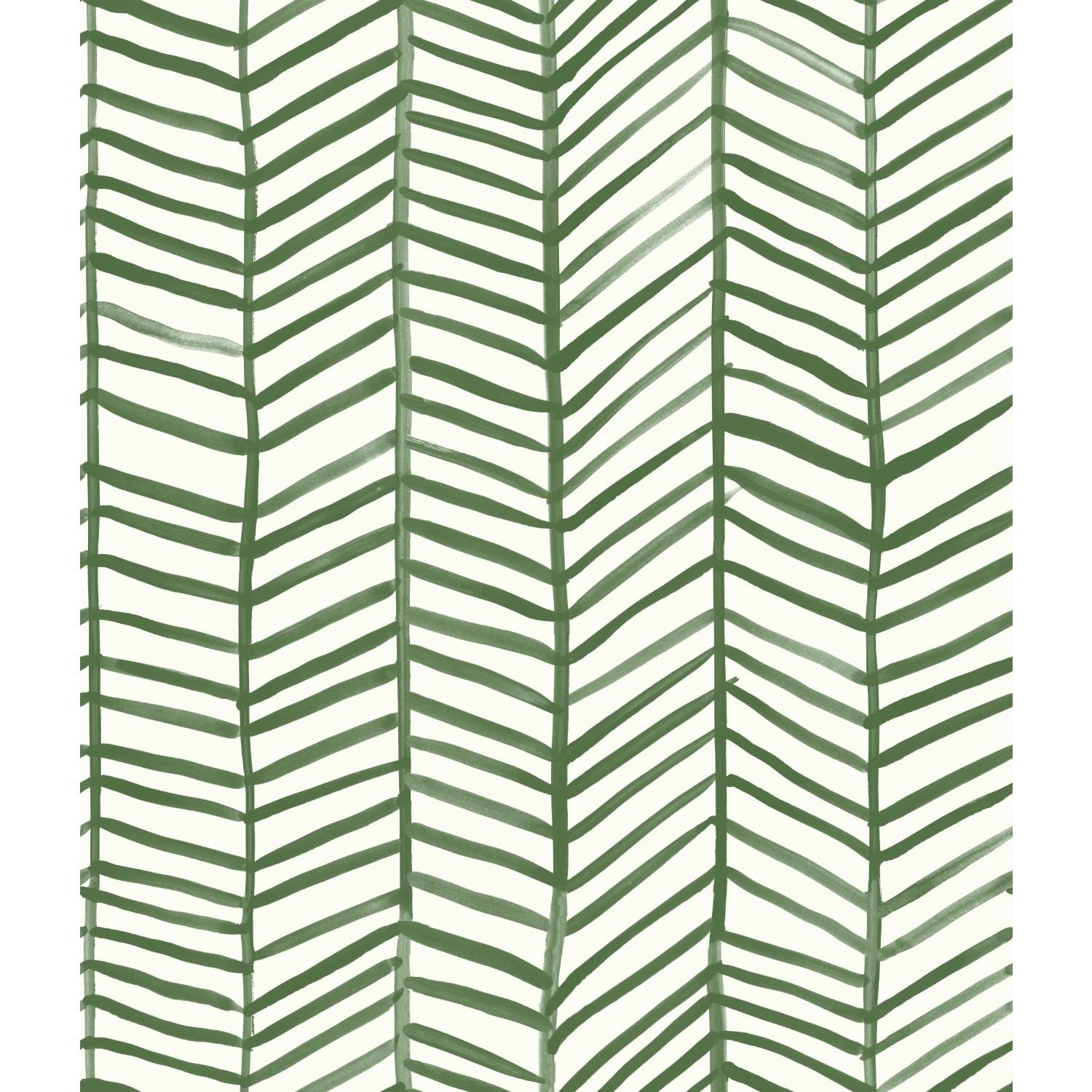 RoomMates RMK11632WP Cat Coquillette Herringbone Green and White Peel and Stick Wallpaper, 52.1 x 502.9 cm