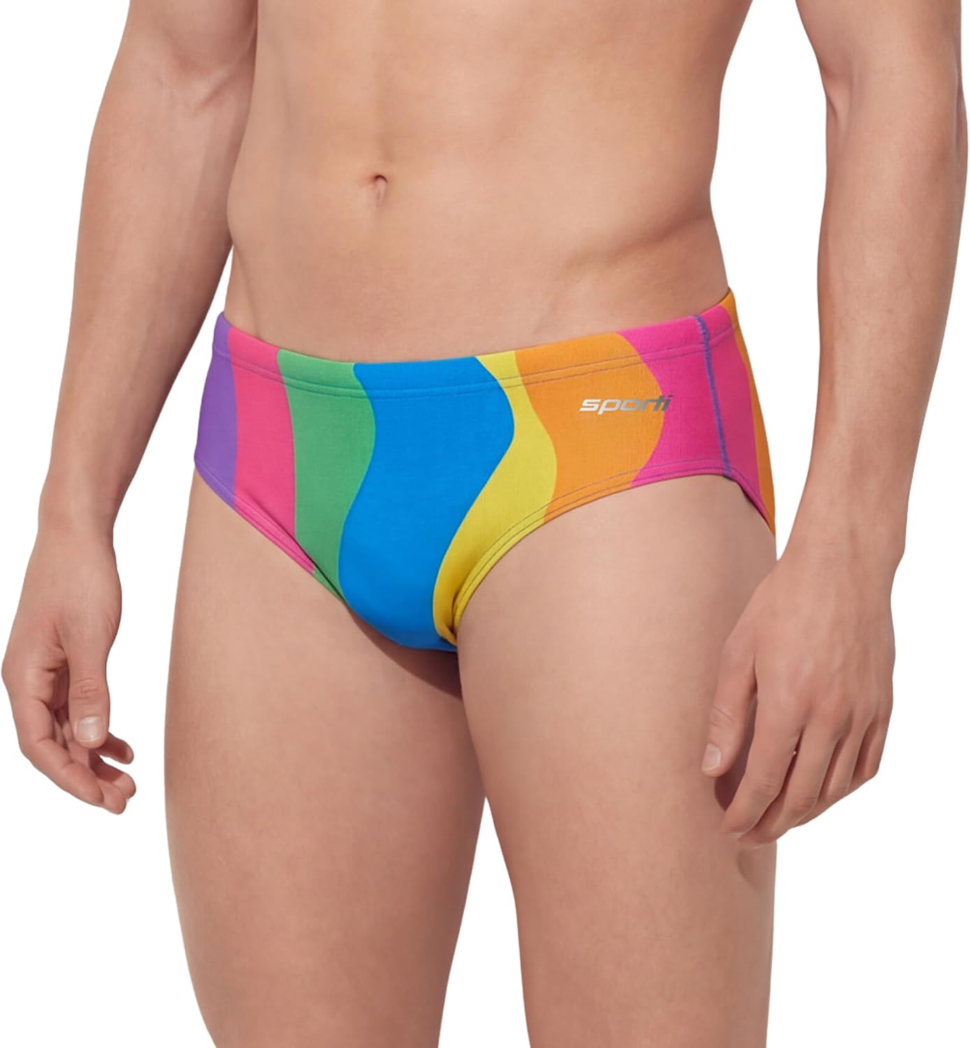 Sporti Men's Brief Swimsuit, Competitive Training Swim Brief Chlorine Resistant UPF 50+ Recycled Polyester Spandex Swimwear