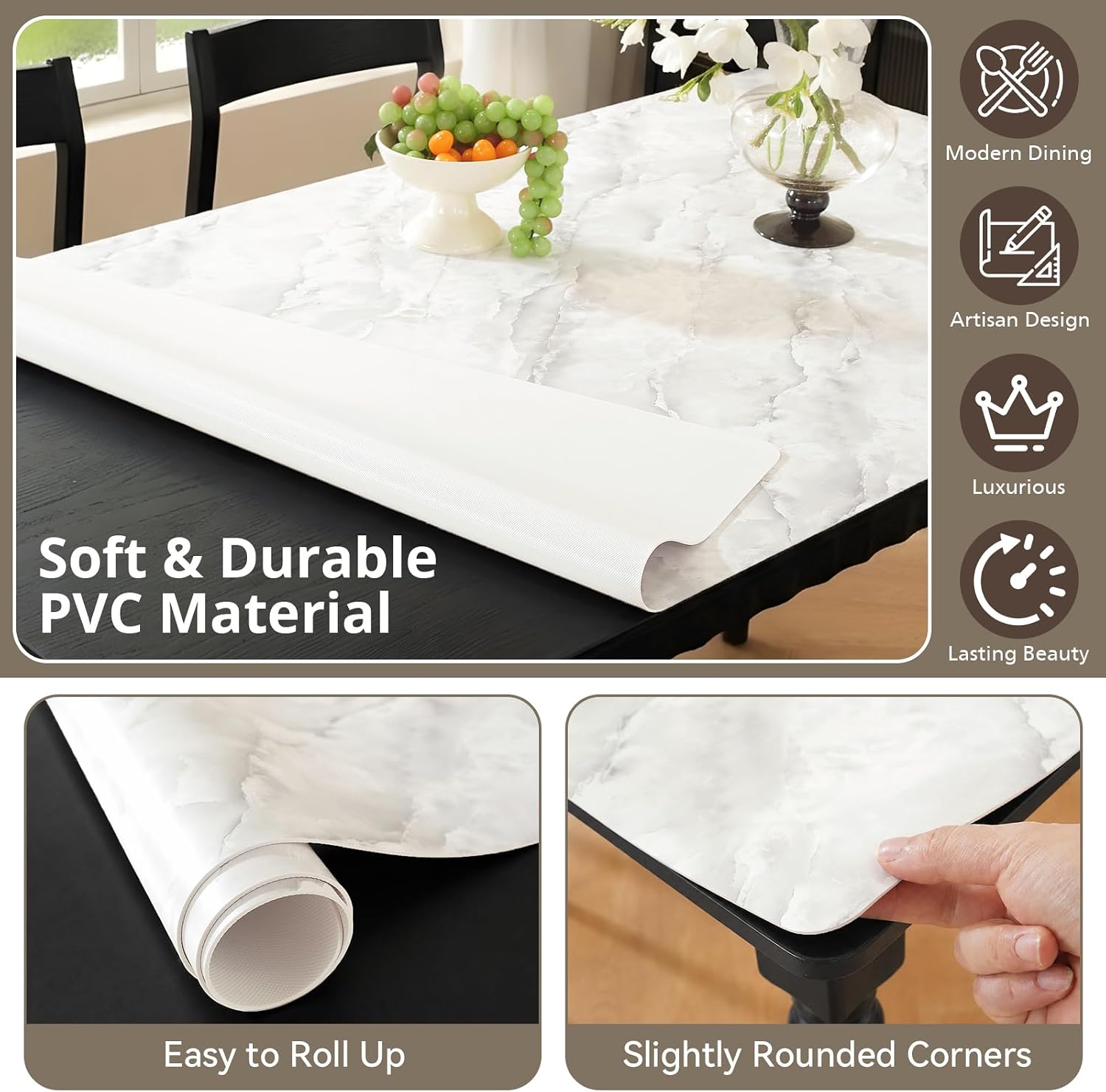 LovePads Marble Pattern Table Protector, Nightstand Tabletop Cover, 16x32 in