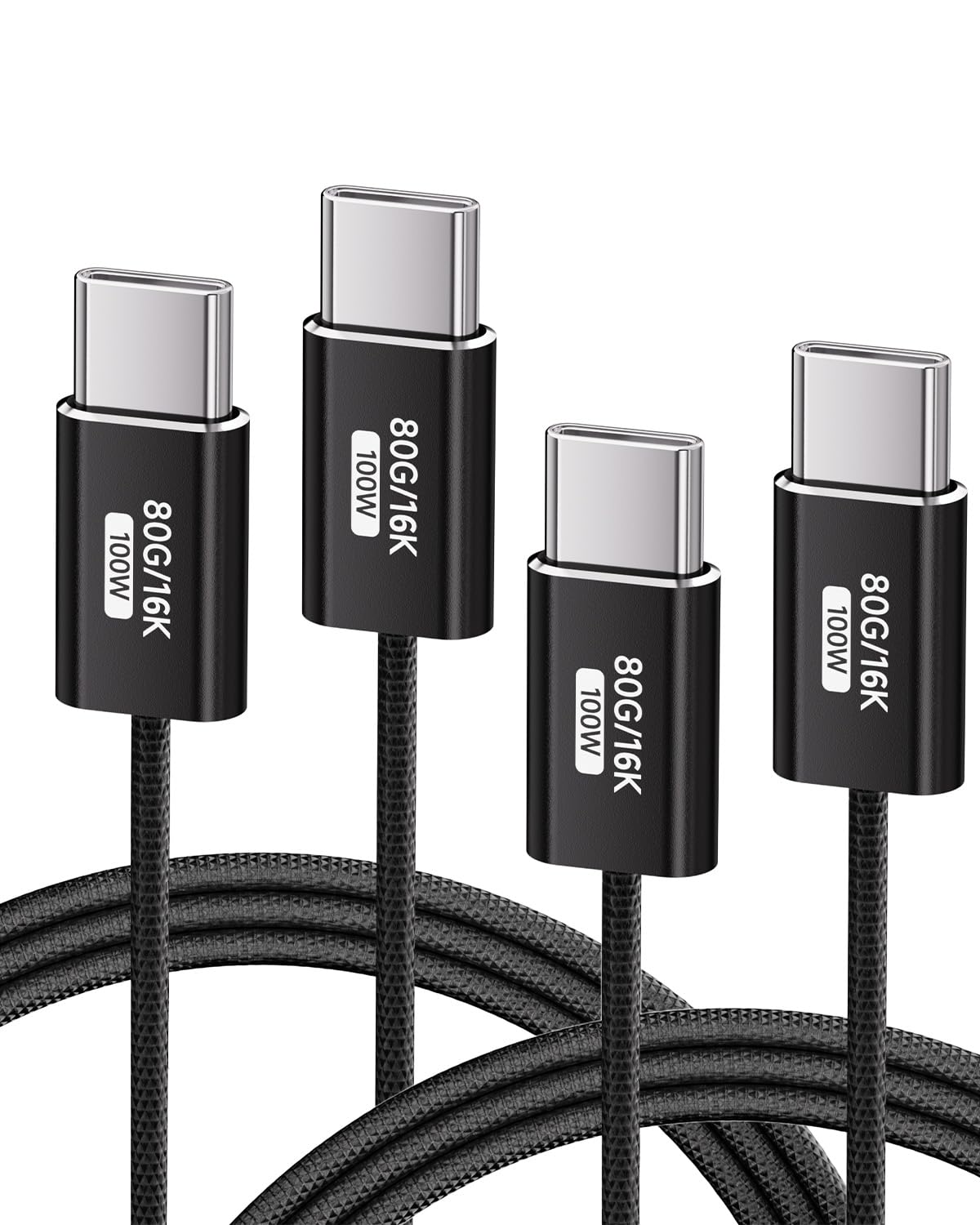 [2 Pezzi,1M Cavo USB-C Trasferimento dati a 80 Gbps Compatibile con Thunderbolt 5/4/3,Flessibile Cavo Type-C 100W Ricarica Rapida,Cavo USB C Monitor 16K/8K/4K HDR Per Tablet,Docking,Laptops